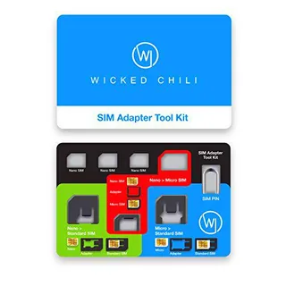 Wicked Chili 8in1 Multi Adaptador SIM de Viaje con Sim Pin Eject Pin y Estuche para Tarjetas SIM