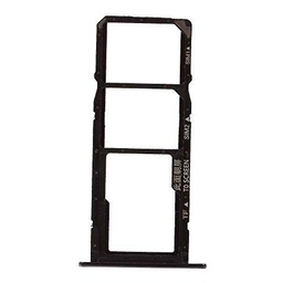 Try Tray Bandeja alojamiento de Tarjeta sim1 Sim2 + Ranura Trineo para Lector de Memoria Micro SD para Huawei Y6 (2018) (Negro)