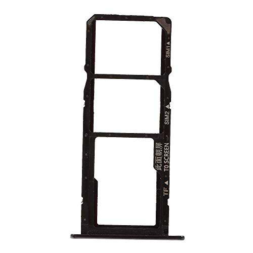 Try Tray Bandeja alojamiento de Tarjeta sim1 Sim2 + Ranura Trineo para Lector de Memoria Micro SD para Huawei Y6 (2018) (Negro)