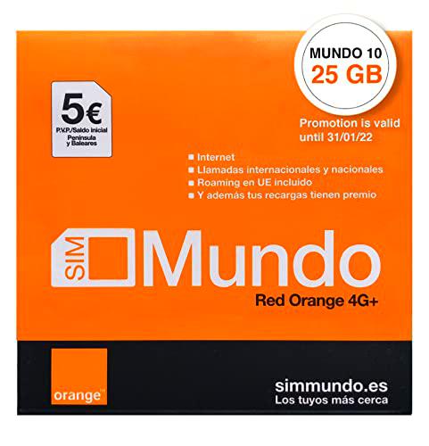 Tarjeta SIM prepago de Suop - Con saldo - Llamadas y 4G con cobertura Orange