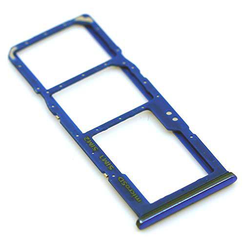 Soporte de Tarjeta SIM para Samsung Original para Samsung Galaxy A70 (A705F) Azul Bandeja de Tarjeta de Memoria Trineo con paño de Limpieza de Pantalla mungoo