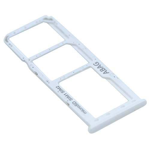 Soporte de Tarjeta SIM para Samsung Original para Samsung Galaxy A21s (A217F) Blanco Bandeja de Tarjeta de Memoria Trineo con paño de Limpieza de Pantalla mungoo