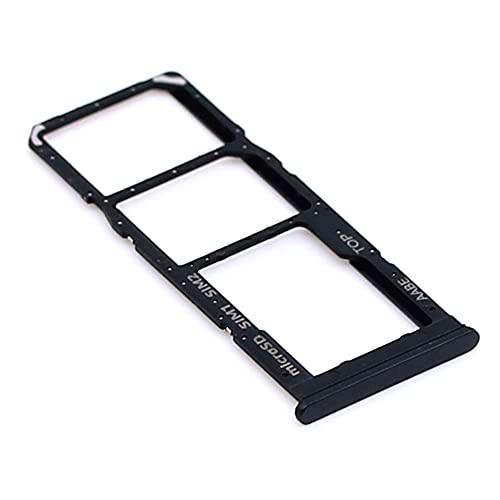 Soporte de Tarjeta SIM para Samsung Original para Samsung Galaxy A12 (A125F) Negro Bandeja de Tarjeta de Memoria Trineo con paño de Limpieza de Pantalla mungoo