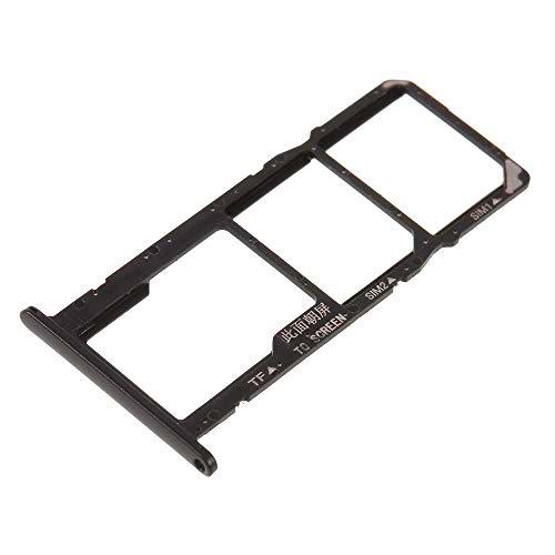 Compatible con Huawei Y5 (2018) / HONOR 7S pantalla 5.45 Try Tray Bandeja para tarjeta OEM Dual SIM Card Sim1 Sim2 + Ranura deslizante para lector de memoria Micro SD (Negro/Negro)
