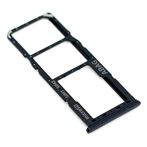 Soporte de Tarjeta SIM para Samsung Original para Samsung Galaxy A21s (A217F) Negro Bandeja de Tarjeta de Memoria Trineo con paño de Limpieza de Pantalla mungoo