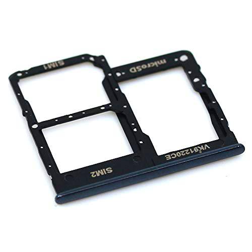 Soporte de Tarjeta SIM para Samsung Original para Samsung Galaxy A20e (A202F) Negro Bandeja de Tarjeta de Memoria Trineo con paño de Limpieza de Pantalla mungoo