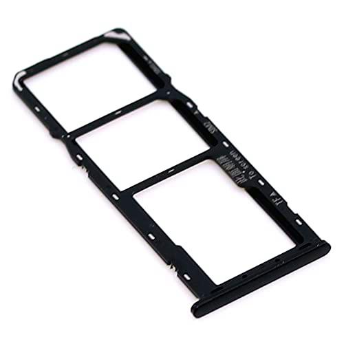 Soporte de Tarjeta SIM para Samsung Original para Samsung Galaxy A20s (A207F) Negro Bandeja de Tarjeta de Memoria Trineo con paño de Limpieza de Pantalla mungoo