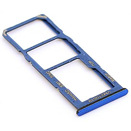 Soporte de Tarjeta SIM para Samsung Original para Samsung Galaxy M12 (M127F) Azul Bandeja de Tarjeta de Memoria Trineo con paño de Limpieza de Pantalla mungoo