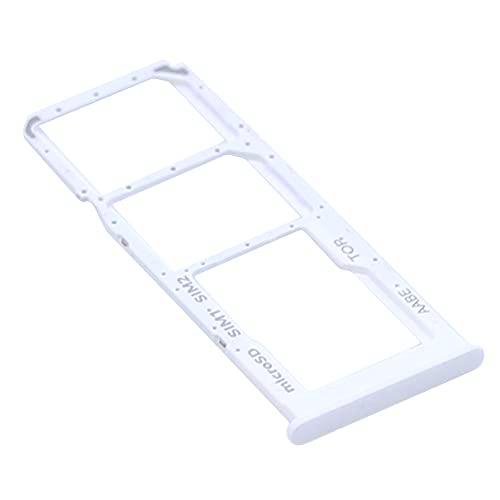 Soporte de Tarjeta SIM para Samsung Original para Samsung Galaxy A12 (A125F) Blanco Bandeja de Tarjeta de Memoria Trineo con paño de Limpieza de Pantalla mungoo