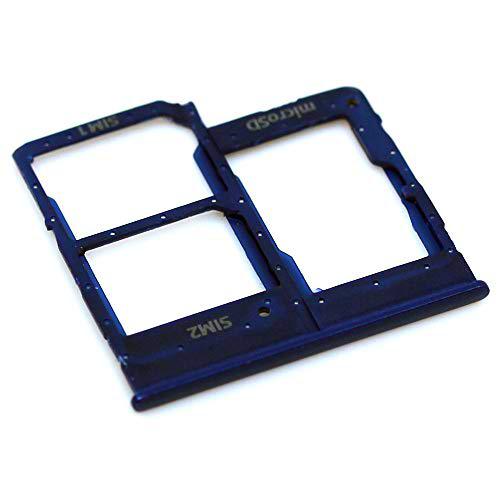 Soporte de Tarjeta SIM para Samsung Original para Samsung Galaxy A20e (A202F) Azul Bandeja de Tarjeta de Memoria Trineo con paño de Limpieza de Pantalla mungoo