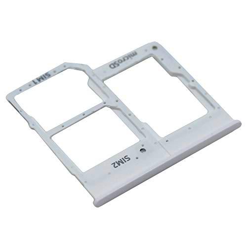 Soporte de Tarjeta SIM para Samsung Original para Samsung Galaxy A20e (A202F) Blanco Bandeja de Tarjeta de Memoria Trineo con paño de Limpieza de Pantalla mungoo