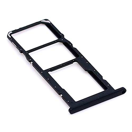 Soporte de Tarjeta SIM para Samsung Original para Samsung Galaxy A02s (A025F) Negro Bandeja de Tarjeta de Memoria Trineo con paño de Limpieza de Pantalla mungoo