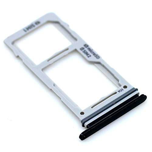 Soporte de Tarjeta SIM para Samsung Original para Samsung Galaxy S10e (G970F) Negro Bandeja de Tarjeta de Memoria Trineo con paño de Limpieza de Pantalla mungoo