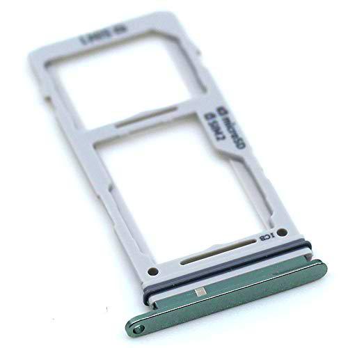 Soporte de Tarjeta SIM para Samsung Original para Samsung Galaxy S10 (G973F) Verde Bandeja de Tarjeta de Memoria Trineo con paño de Limpieza de Pantalla mungoo