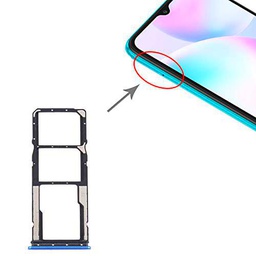 Carro bandeja bandeja soporte porta tarjeta nano Sim1 + SIM 2 + ranura para tarjeta de memoria Micro SD compatible con Xiaomi Redmi 9A (6,53 pulgadas), color azul