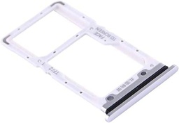Compatible con XIAOMI Mi 9 Lite M1904F3BG / MI CC9 (6.39") Alojamiento soporte adaptador ranura para tarjeta SIM carro bandeja para nano SIM + compartimento memoria micro SD o tarjeta SIM (plateada)
