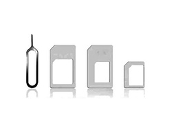 Mr. Gadget's Solutions 4 en 1 Pack Nano Micro &amp; Standard SIM Card Adaptador para teléfono móvil Color Negro/Blanco 3 en 1 Nano a Micro Sim Adaptador de tarjeta SIM para teléfono móvil