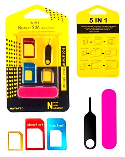 PENCILUPNOSE© 5 en 1 Nano SIM tarjeta adaptador convertidor kit a nano/micro/estándar preciso multi sim herramienta convertidor eyector Pin