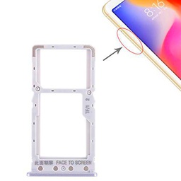 GoYisi - Bandeja para tarjetas SIM + bandeja para tarjetas SIM / bandeja para tarjetas Micro SD para Xiaomi Redmi 6 / Redmi 6A (dorado) (color: plata)