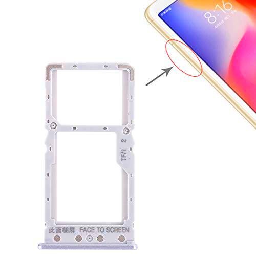 GoYisi - Bandeja para tarjetas SIM + bandeja para tarjetas SIM / bandeja para tarjetas Micro SD para Xiaomi Redmi 6 / Redmi 6A (dorado) (color: plata)