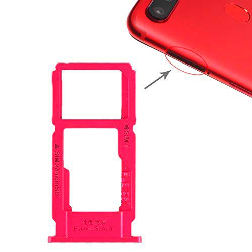 Ranura para Soporte de SIM Bandeja Bandeja de Tarjeta SIM + Tarjeta SIM/Bandeja de Tarjeta Micro SD for OPPO R11S (Negro) (Color : Red)