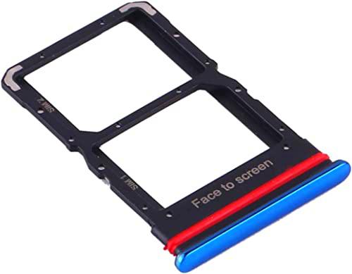 Compatible con Xiaomi Mi 10 Lite 5G Try Tray Bandeja Alojamiento Porta Tarjeta Dual SIM Card Nano Sim 1 + Ranura SIM 2 trineo lector CARD READER (azul)