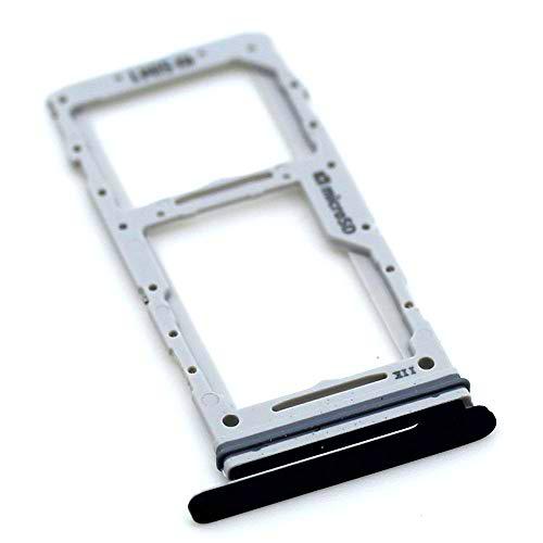Soporte de Tarjeta SIM para Samsung Original para Samsung Galaxy A90 5G (A908B) Negro Bandeja de Tarjeta de Memoria Trineo con paño de Limpieza de Pantalla mungoo