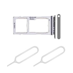 THE TECH DOCTOR Bandeja de repuesto para tarjeta SIM doble o única para Samsung Galaxy S10 6.1 pulgadas / S10 Plus 6.4 pulgadas / S10E5.8 con 2 herramientas de expulsión abierta Sim Pin (plata)