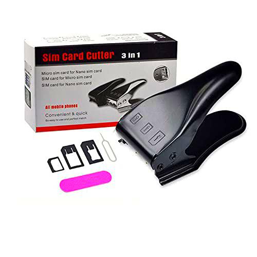 Jieddey Cortador de Tarjetas SIM,Universal 3 en 1 Dual Adaptadores SIM Cutter Adaptadores de Tarjetas SIM Estándar/Micro Sim/Nano Sim Compatible con iPhone Samsung Sony Huawei Motorola