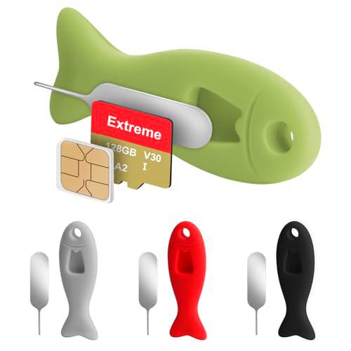 Paquete de 4 Herramientas de extracción de Tarjeta SIM con Almacenamiento de Tarjeta SIM Incorporado: Contiene Pines de expulsión compatibles con iPhone (Paquete de 4