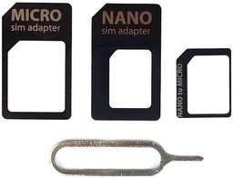 DIGITAL VANGUARD DISCOVERING POSSIBILITIES DV 4 en 1 Pack Nano Micro &amp; Standard Sim Card Adapter Para Teléfono Móvil Color Negro/Blanco