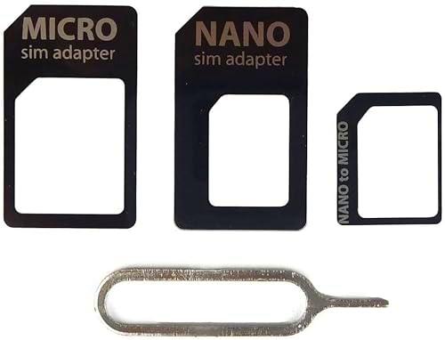 DIGITAL VANGUARD DISCOVERING POSSIBILITIES DV 4 en 1 Pack Nano Micro &amp; Standard Sim Card Adapter Para Teléfono Móvil Color Negro/Blanco