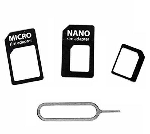 C63 - 4-in-1 kit de tarjeta SIM. De tarjetas Nano SIM Conversor Adaptador de + microfiltro de tarjeta SIM estándar y pantalla a juego para iPhone 6 5 5S 4 4S 3 G 3GS iPad 1,2