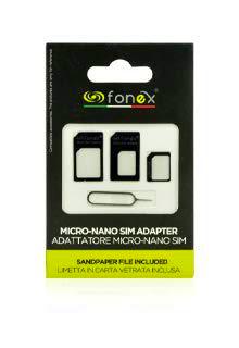 FONEX Adaptador Micro Sim/Nano-Micro Sim/Nano-Sim con Grapa Color Negro