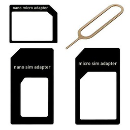 Kit de 3 Adaptadores y Llave extractora para tarjetas Nano SIM y Micro SIM