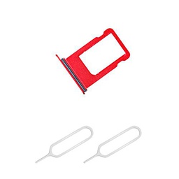 THE TECH DOCTOR Ranura de repuesto para tarjeta Sim para iPhone 8 / Plus con 2 herramientas de expulsión abierta Sim Pin (iPhone 8 Plus, rojo)