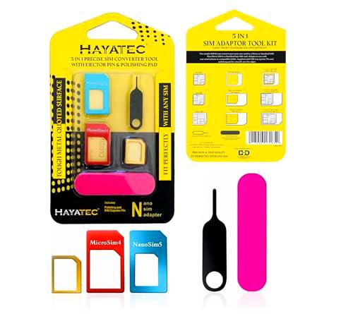 Hayatec - Adaptador de tarjeta nano SIM 5 en 1 a Nano/Micro/Estándar de precisión multi simulador convertidor de herramienta para eyector