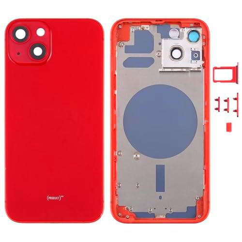 High-Tech Place - Tapa trasera para iPhone 13 (con bandeja de tarjeta SIM y lente de cámara), color rojo