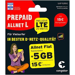 congstar Prepaid Allnet L Paquete [SIM, Micro SIM y Nano SIM]