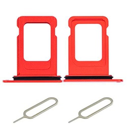 THE TECH DOCTOR Bandeja de tarjeta SIM de repuesto para iPhone 13 Mini con junta de goma y 2 eyectores de pines SIM (rosa) (rojo)