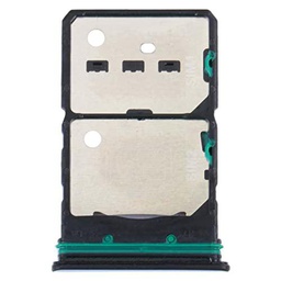 Repuesto compatible con OPPO Reno7 5G / Find X5 Lite CPH2371 (no con 4G) Carro bandeja alojamiento tray porta tarjeta nano SIM 1 + SIM 2 + ranura memoria Micro SD card (negro)