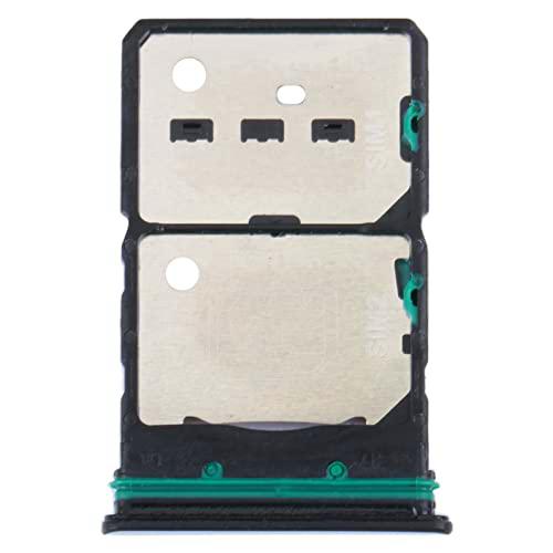 Repuesto compatible con OPPO Reno7 5G / Find X5 Lite CPH2371 (no con 4G) Carro bandeja alojamiento tray porta tarjeta nano SIM 1 + SIM 2 + ranura memoria Micro SD card (negro)