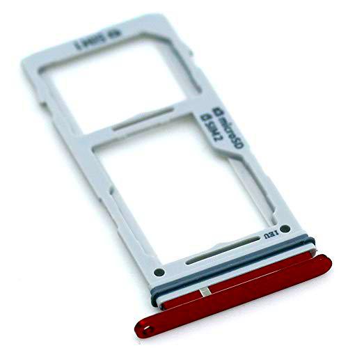 Soporte de tarjeta SIM para Samsung Original para Samsung Galaxy S10 (G973F) Roja bandeja de tarjeta de memoria trineo con paño de limpieza de pantalla mungoo