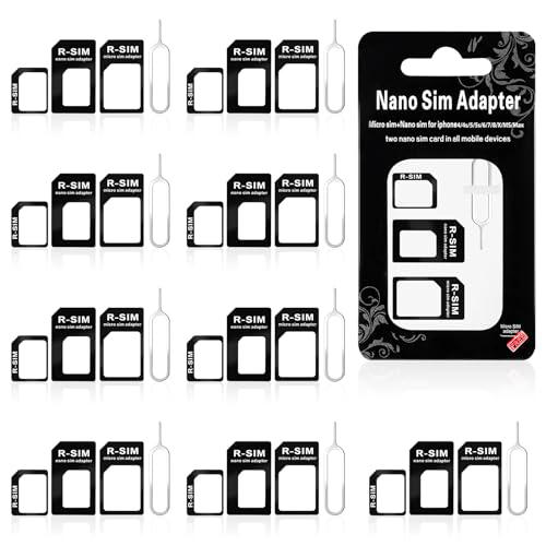Juego de 10 adaptadores Nano SIM, 4 en 1, adaptador de tarjetas SIM Nano SIM