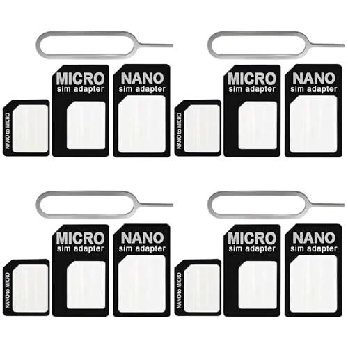 WOLMIK Adaptador de tarjeta Nano SIM 4 en 1, juego de 4 adaptadores de tarjeta SIM
