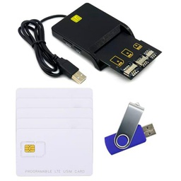 Gialer Kit de programa de tarjetas LTE, herramientas de tarjeta SIM y accesorios incluyen 1 lector de tarjetas SIM + 5 tarjetas USIM programables + 1 kit adaptador de tarjeta Mini Micro Nano SIM +