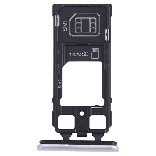 Repairparts - Bandeja para tarjeta SIM + bandeja para tarjeta SIM/bandeja para tarjetas micro SD para Sony Xperia 1 / Xperia XZ4 (negro) (gris) (plata) (color: plateado)