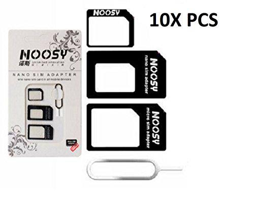 tecnostore® 10 x Unidades 4 en 1 adaptador de tarjeta Nano Micro SIM para iPhone 6 5 iPod + Extractor Card Standard Smartphone móvil