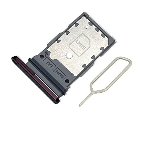 Eonpam Original Dual SIM Ranura Bandeja de Repuesto para (Samsung Galaxy S22 Ultra 5G) Incl SIM Pin (Rojo Vino)