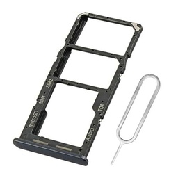 Eonpam Reemplazo Original de la Bandeja de la Ranura de la Tarjeta SIM Dual para (Samsung Galaxy A04s) Incl SIM Pin (Negro)